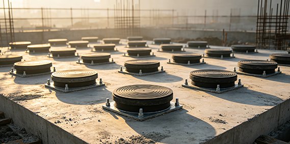 建筑隔震技术深度解析与定制化方案施工现场实景